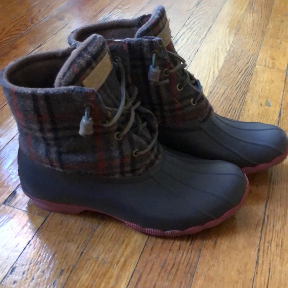sperry plaid duck boots